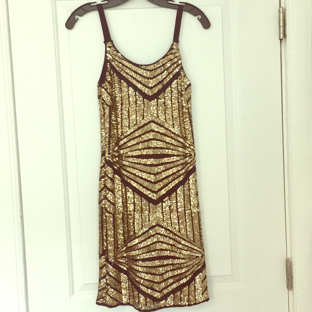 Nordstrom Gold and Black Sequin Dress